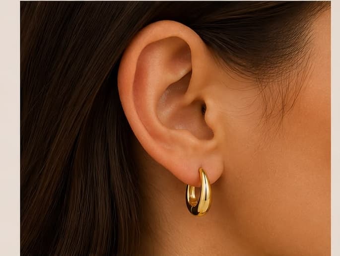 Teardrop Hoop Earrings — worn