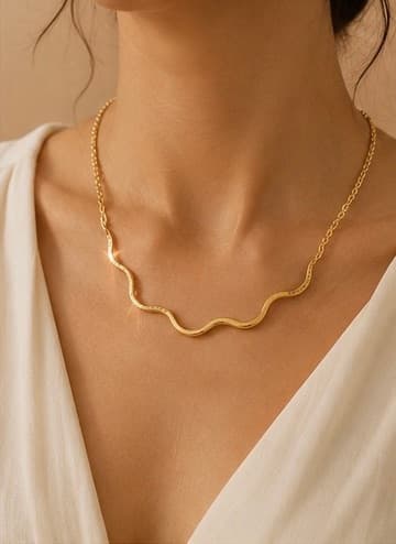 Wavy Scallop Necklace — worn